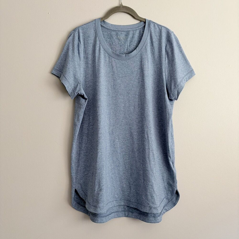 Athleta Uptempo Tee Womens Large TALL Blue Short Sleeve T-Shirt Athletic